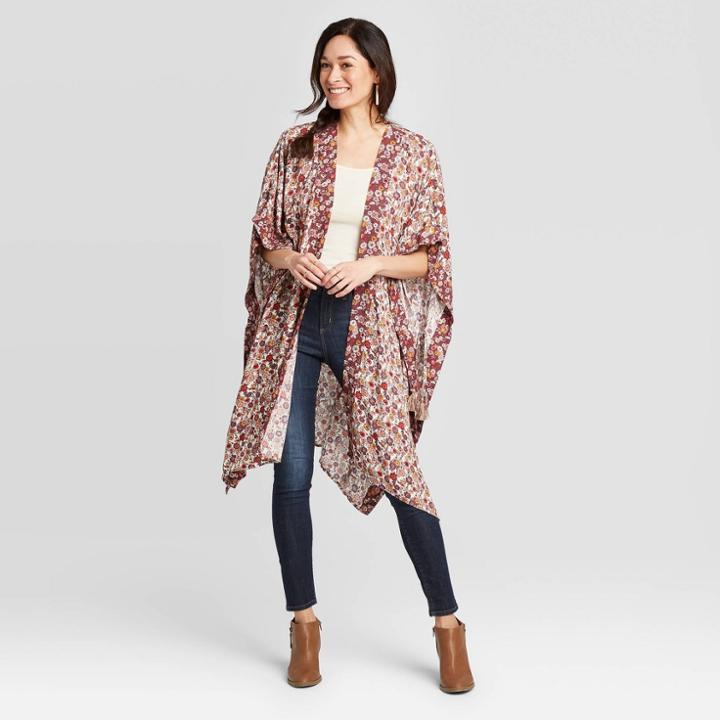 Women's Floral Print Short Sleeve Kimono Jacket - Knox Rose White Xs/s, Women's,