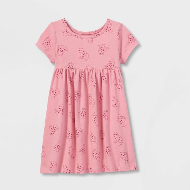 Toddler Girls' Cotton Short Sleeve Dress - Cat & Jack Pink