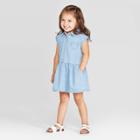 Toddler Girls' Heart Pocket Chambray Dress - Cat & Jack Light Blue 4t, Toddler Girl's