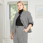 Women's Plus Size Jacquard Print Tailored Bomber Jacket - Who What Wear Black