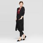 Women's Ribbed Cuff Long Sleeve Dust Cardigan - A New Day Black