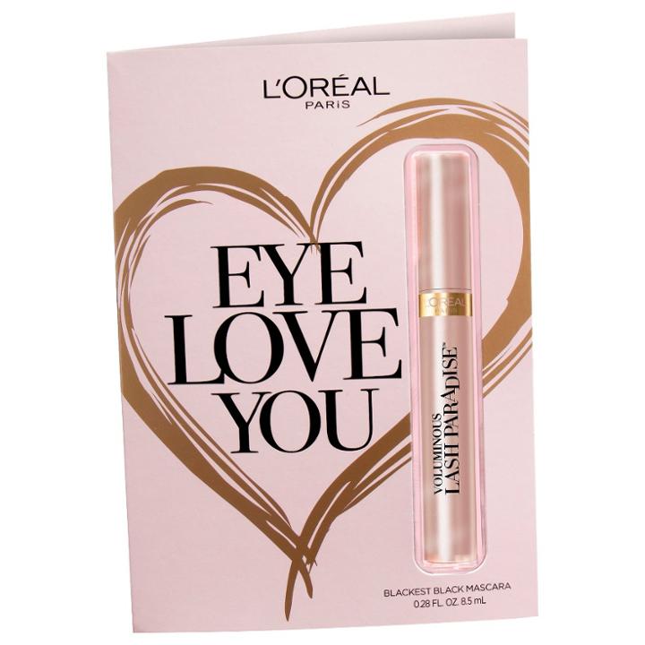 L'oreal Paris Lash Paradise Mascara Valentine's Day Card 300 Blackest Black