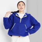 Women's Half-zip Sherpa Anorak Jacket - Wild Fable Blue