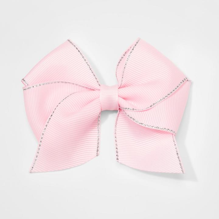 Girls' Lurex Edge Bow Salon Clip - Cat & Jack Pink