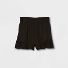 Girls' Smocked Waist Ruffle Shorts - Art Class Black