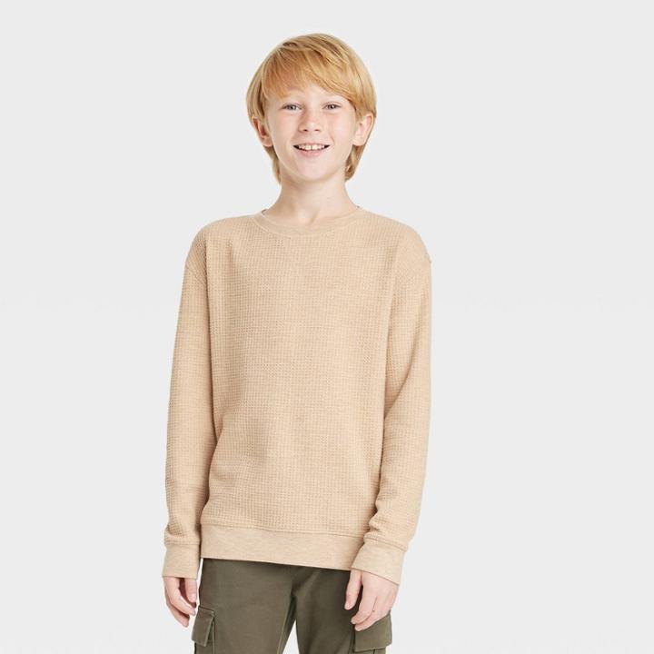 Boys' Thermal Crew Neck Shirt - Cat & Jack Beige