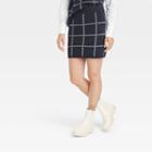Women's Mini Sweater Skirt - A New Day Navy Blue Windowpane
