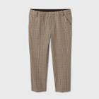 Women's Plus Size Mid-rise Plaid Ankle Length Pants - Ava & Viv Brown