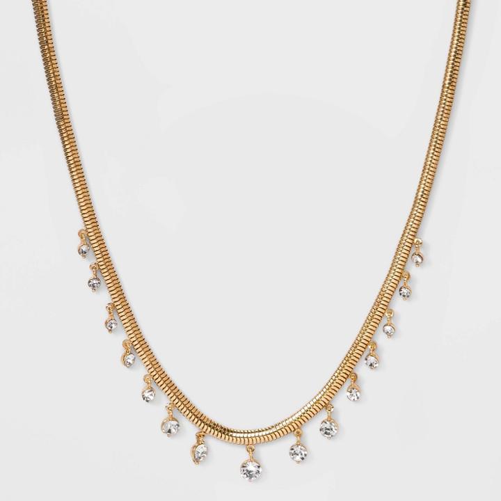 16 Snake Chain With Pierced Stones Necklace - A New Day Gold