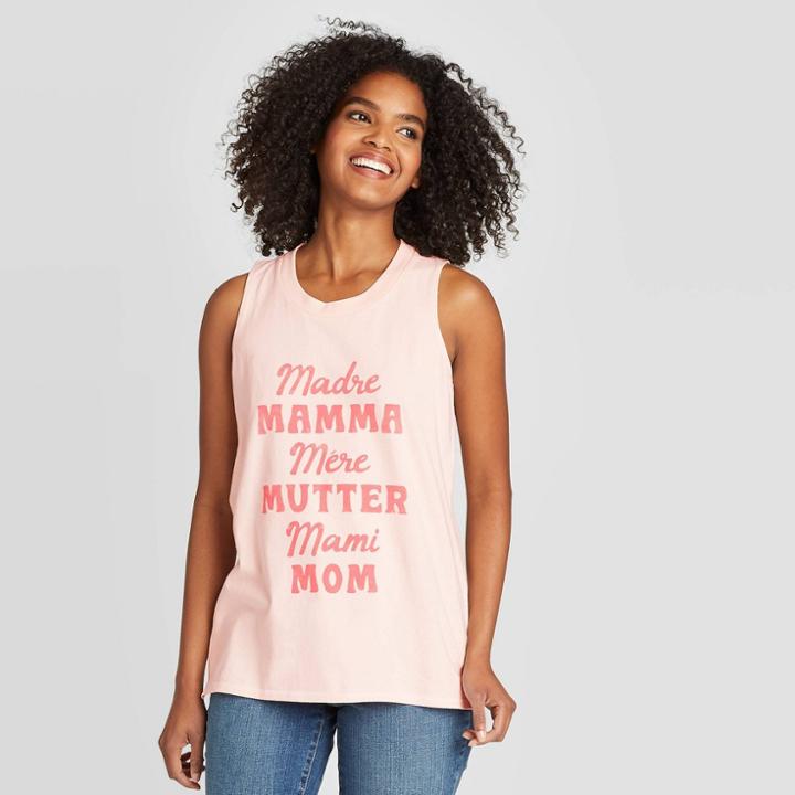 Fifth Sun Women's Madre Mamma Graphic Tank Top (juniors') - Peach Xs, Women's, Pink
