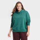 Women's Plus Size Hooded Fleece Sweatshirt - A New Day Green