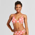 Sunn Lab Swim Women's Polka Dot Triangle Bikini Top - Antique D/dd Cup, Pink