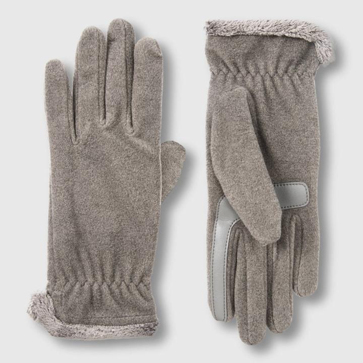 Isotoner Women's Smartdri Recycled Fleece Gloves - Gray