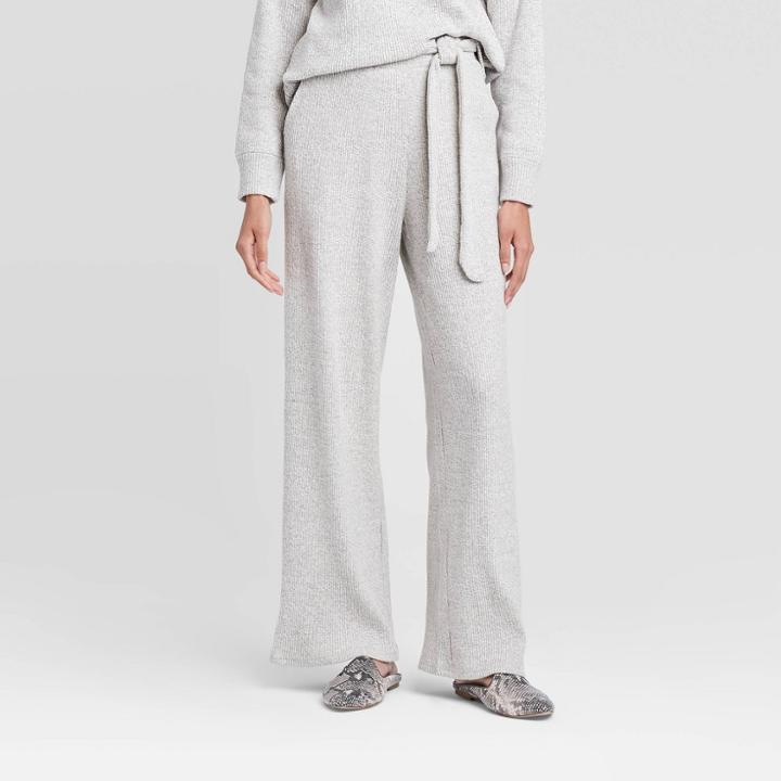 Women's Mid-rise Straight Leg Cozy Rib Lounge Pants - Who What Wear Gray