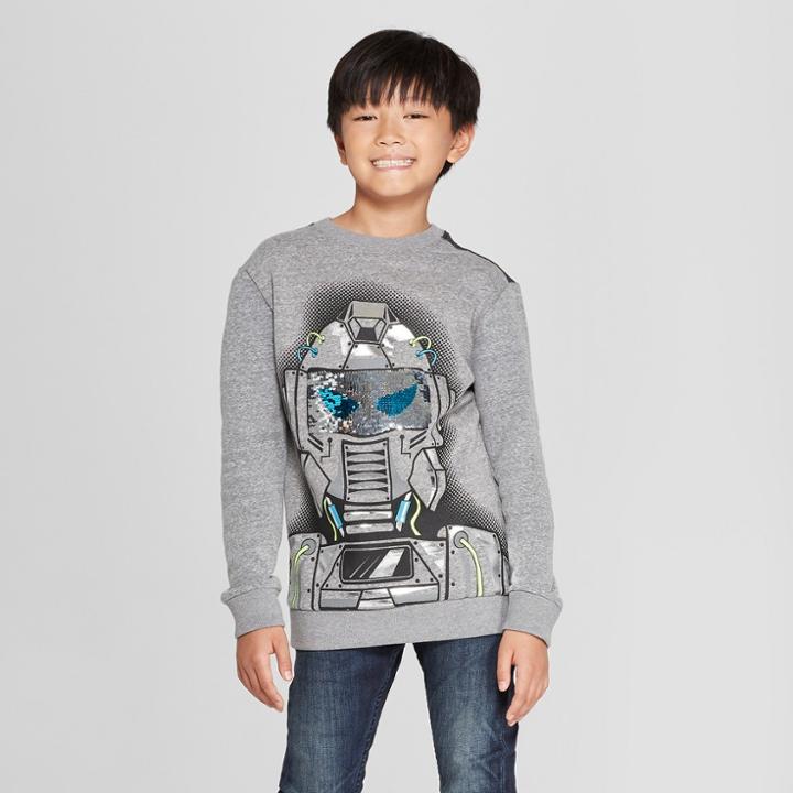Boys' Long Sleeve Graphic T-shirt - Cat & Jack Charcoal Gray