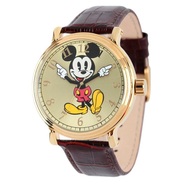 Men's Disney Mickey Mouse Shinny Vintage Articulating Watch With Alloy Case - Brown