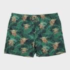 Men's Big & Tall 7 Star Wars: The Mandalorian Elastic Waist Baby Yoda Swim Shorts - Dark Green