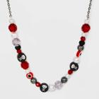 No Brand Halloween Hematite Skull And Eye Beaded Chain Necklace, One Color