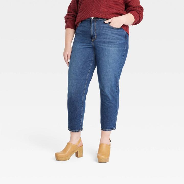 Women's Plus Size High-rise Slim Straight Jeans - Universal Thread Dark Wash
