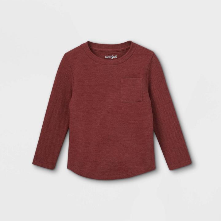Toddler Boys' Ottoman Knit Long Sleeve T-shirt - Cat & Jack Maroon