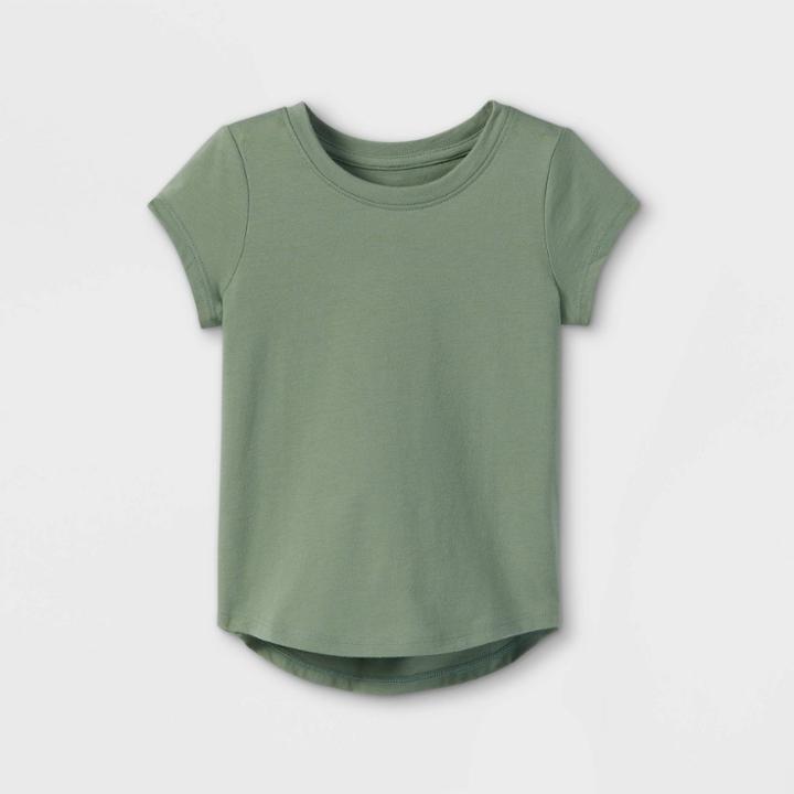 Toddler Girls' Solid Knit Short Sleeve T-shirt - Cat & Jack Army Green