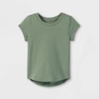Toddler Girls' Solid Knit Short Sleeve T-shirt - Cat & Jack Army Green