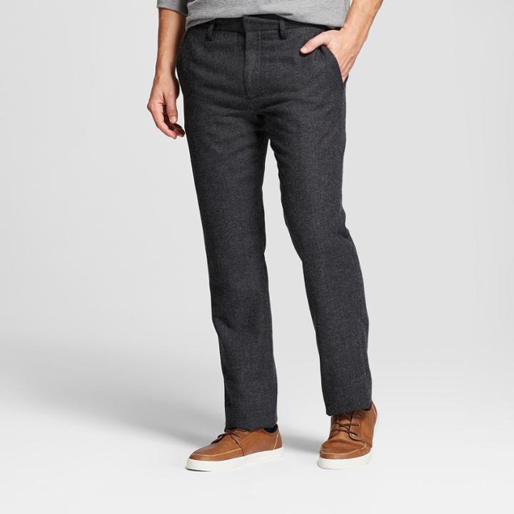 Men's Straight Fit Trousers - Goodfellow & Co Black Herringbone