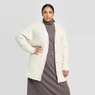 Women's Plus Size Long Sleeve Open Layering Textured Boyfriend Cardigan - Prologue Cream X, Women's, White