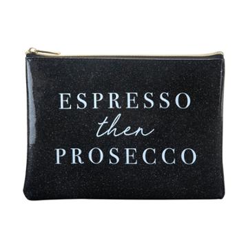 Ruby+cash Glitter Espresso Then Prosecco Makeup Pouch - Black