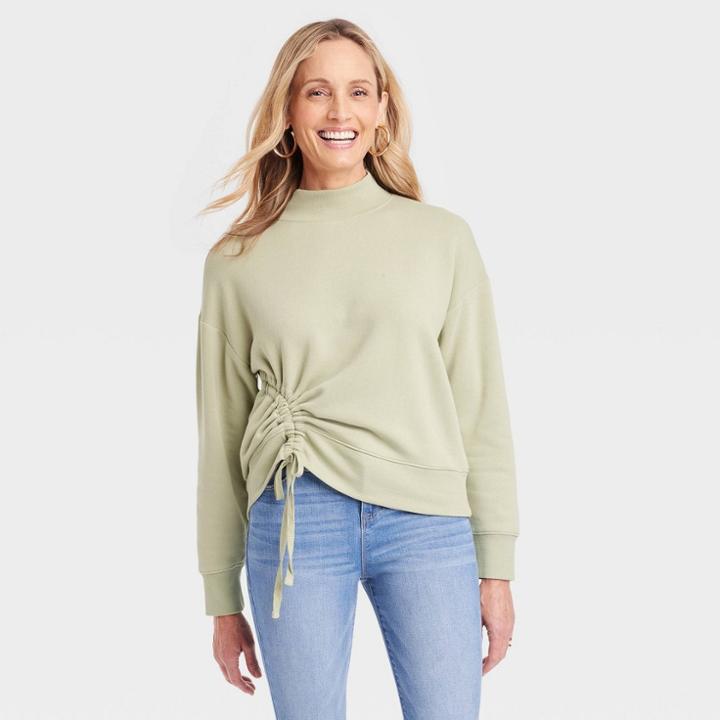 Women's Ruched Sweatshirt - Knox Rose Green