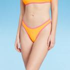 Women's Colorblock Ultra High Leg Extra Cheeky Bikini Bottom - Wild Fable Orange/pink Xxs