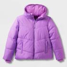 Girls' Short Puffer Long Sleeve Jacket - All In Motion Purple