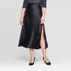 Women's High-rise Slit Midi Skirt - A New Day Black S, Women's,