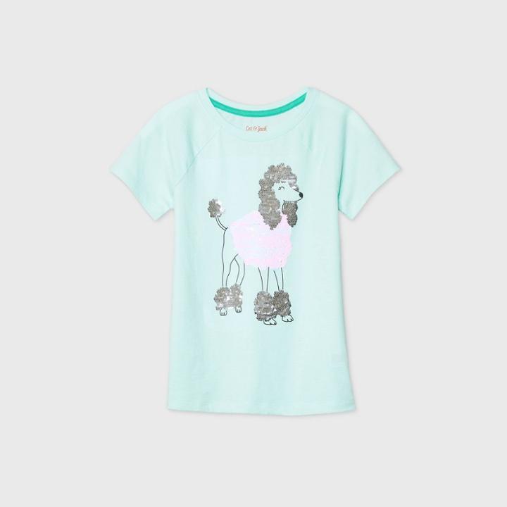 Girls' Short Sleeve Flip Sequin Poodle T-shirt - Cat & Jack Aqua