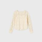 Girls' Long Sleeve Lace T-shirt With Cami - Art Class Ivory