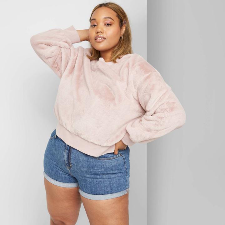 Women's Plus Size High-rise Rolled Cuff Jean Shorts - Wild Fable Blue