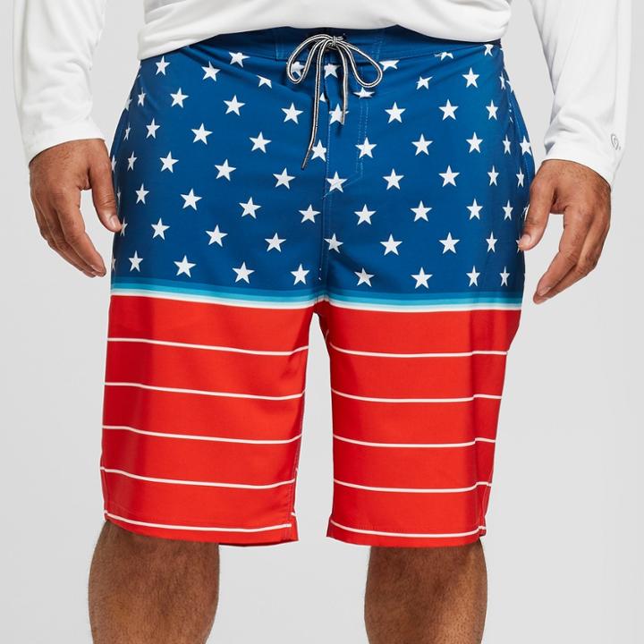 Target Men's Big & Tall Striped 10 Biscayne Board Shorts - Goodfellow & Co Red