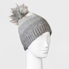 Women's Ombre Faux Fur Pom Beanie - Universal Thread Gray