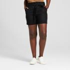 Women's Plus Size Paperbag Waist Shorts - Ava & Viv Black