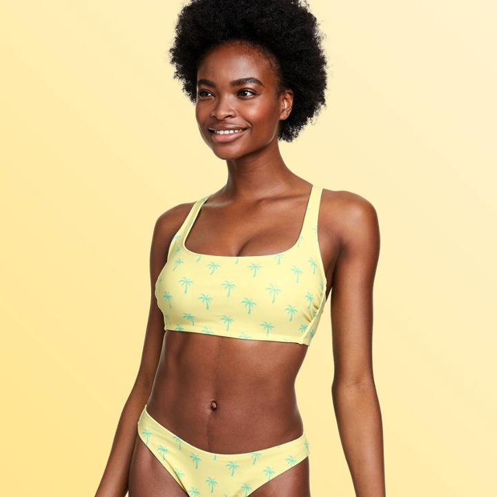 Women's Palm Trees Bralette Bikini Top - Stoney Clover Lane X Target Light Yellow/light Green D/dd Cup