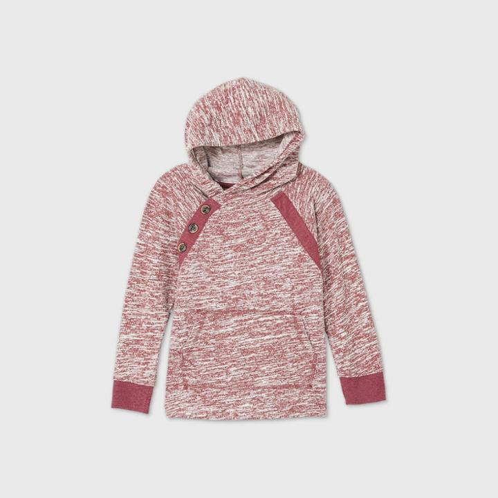 Toddler Boys' Hacci Hooded Sweatshirt - Cat & Jack Burgundy