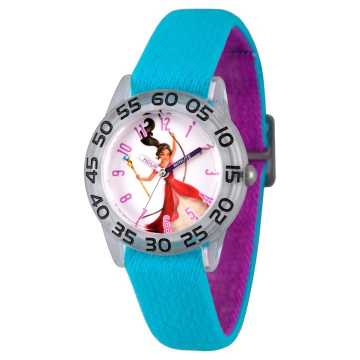 Girls' Disney Elena Of Avalor Clear Plastic Time Teacher Watch - Blue, Purple