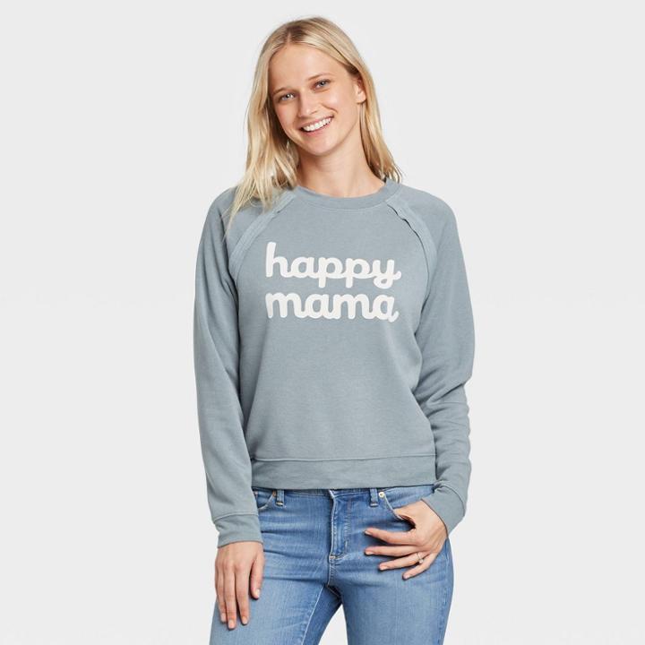 Women's Happy Mama Long Sleeve Sweatshirt - Grayson Threads (juniors') - Blue Xs, Women's, Green