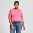 Women's Plus Size Crew Neck Short Sleeve T-shirt - Ava & Viv Pink