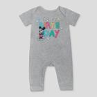 Baby Boys' Disney Birthday Mickey Romper - Gray Newborn, Boy's