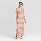 Women's Striped Sleeveless Rib Knit Dress - A New Day Pink