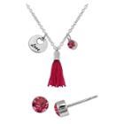 Distributed By Target Women's Silver Plated Pend/ear Set - Love Disc/rose Tassel - Crystal - Rose - White