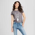 Women's Short Sleeve Skeleton Hand Graphic T-shirt - Zoe+liv (juniors') Black