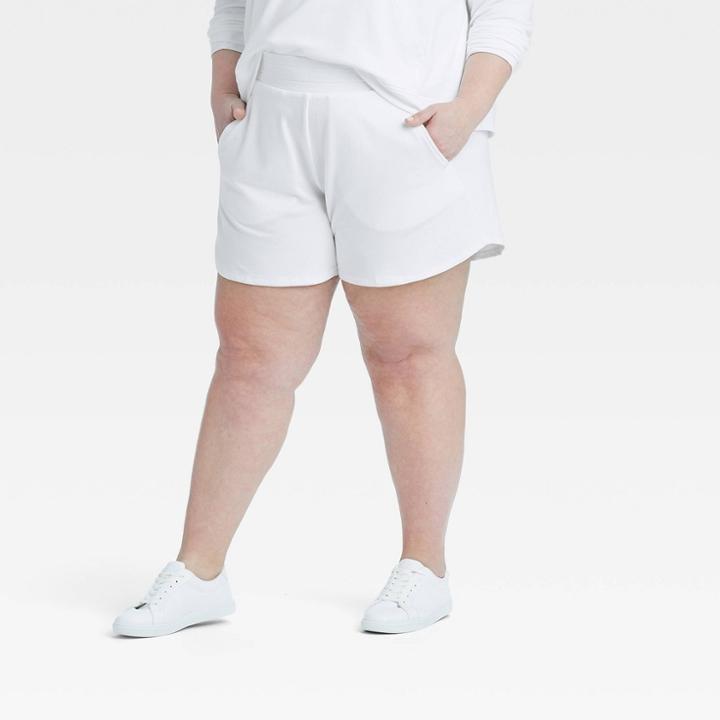 Women's Plus Size Mid-rise French Terry Shorts 4 - All In Motion White