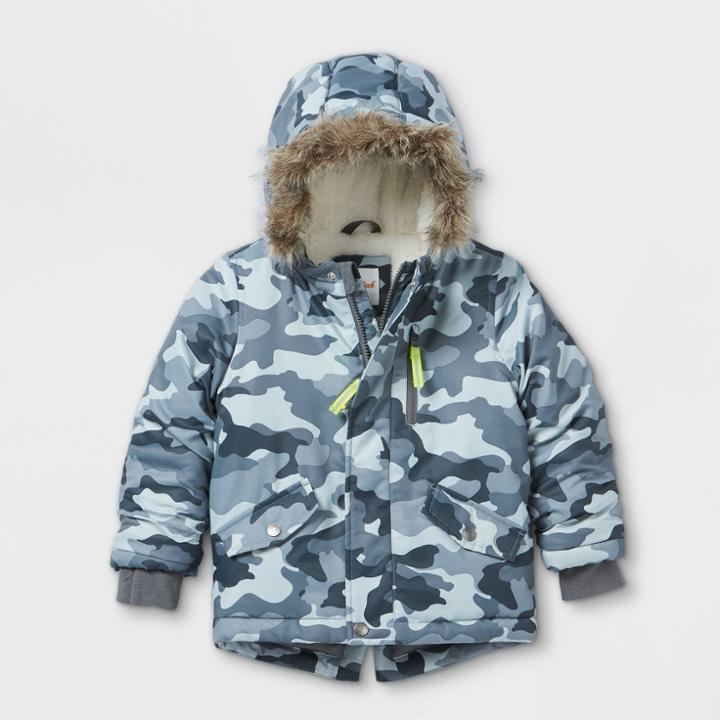Toddler Boys' Camouflage Print Parka Jacket - Cat & Jack Gray